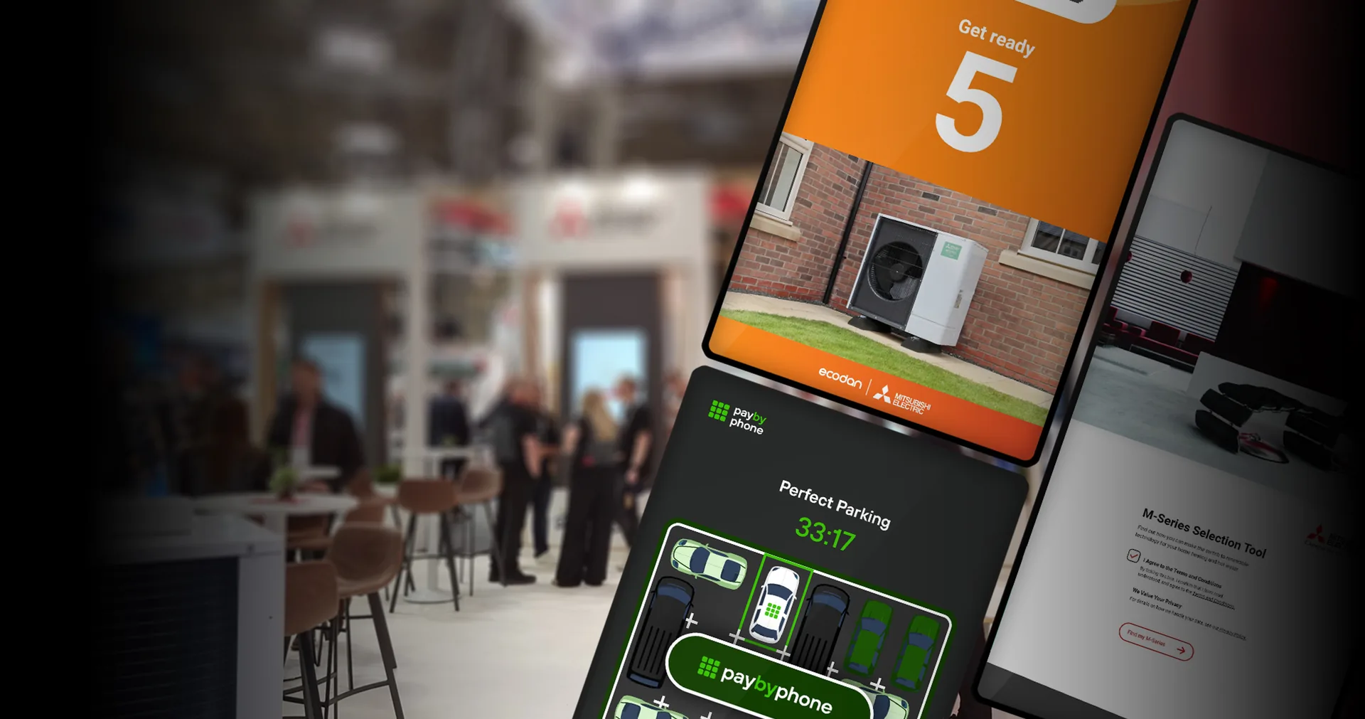 The SmartExpo trade show platform running an interactive lead capture game on a stand